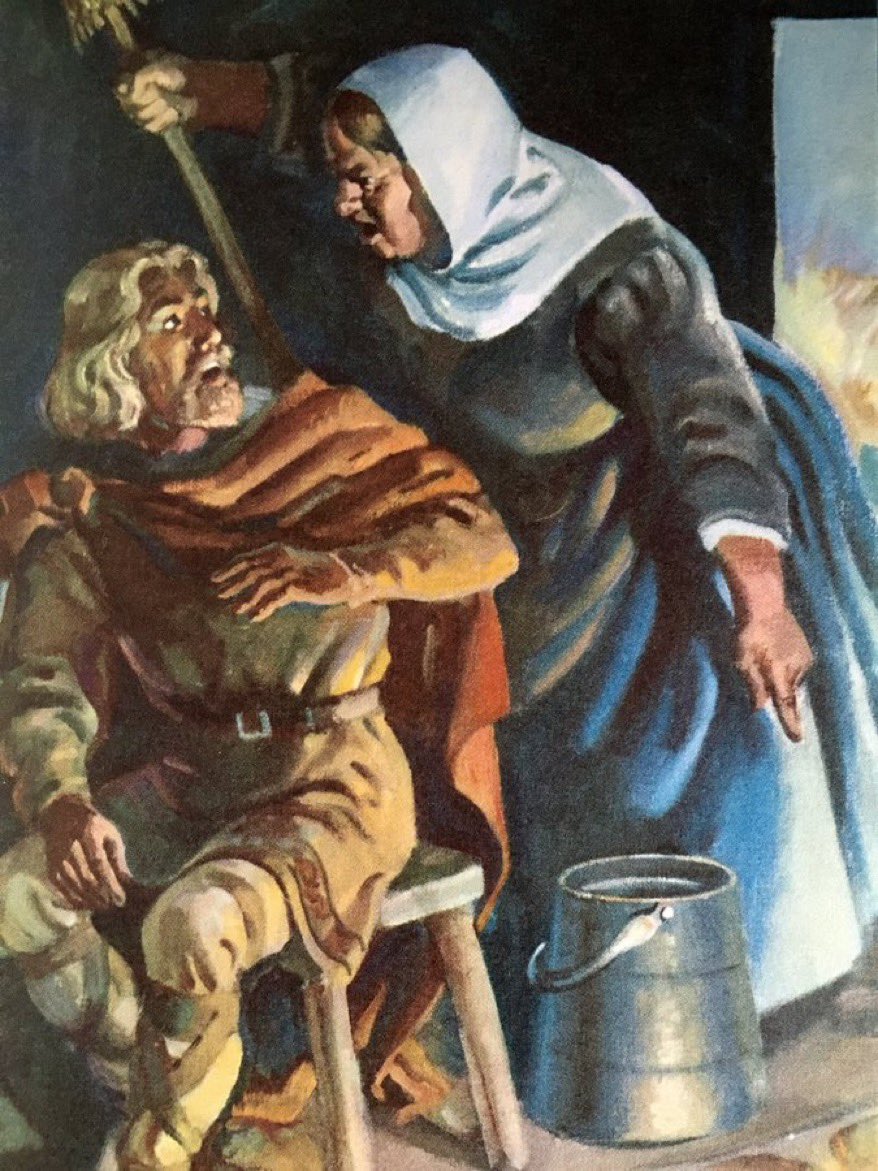 Stories Ladybird told us. Alfred the Great burns the cakes (Alfred the Great, 1956) Artist: John Kenney