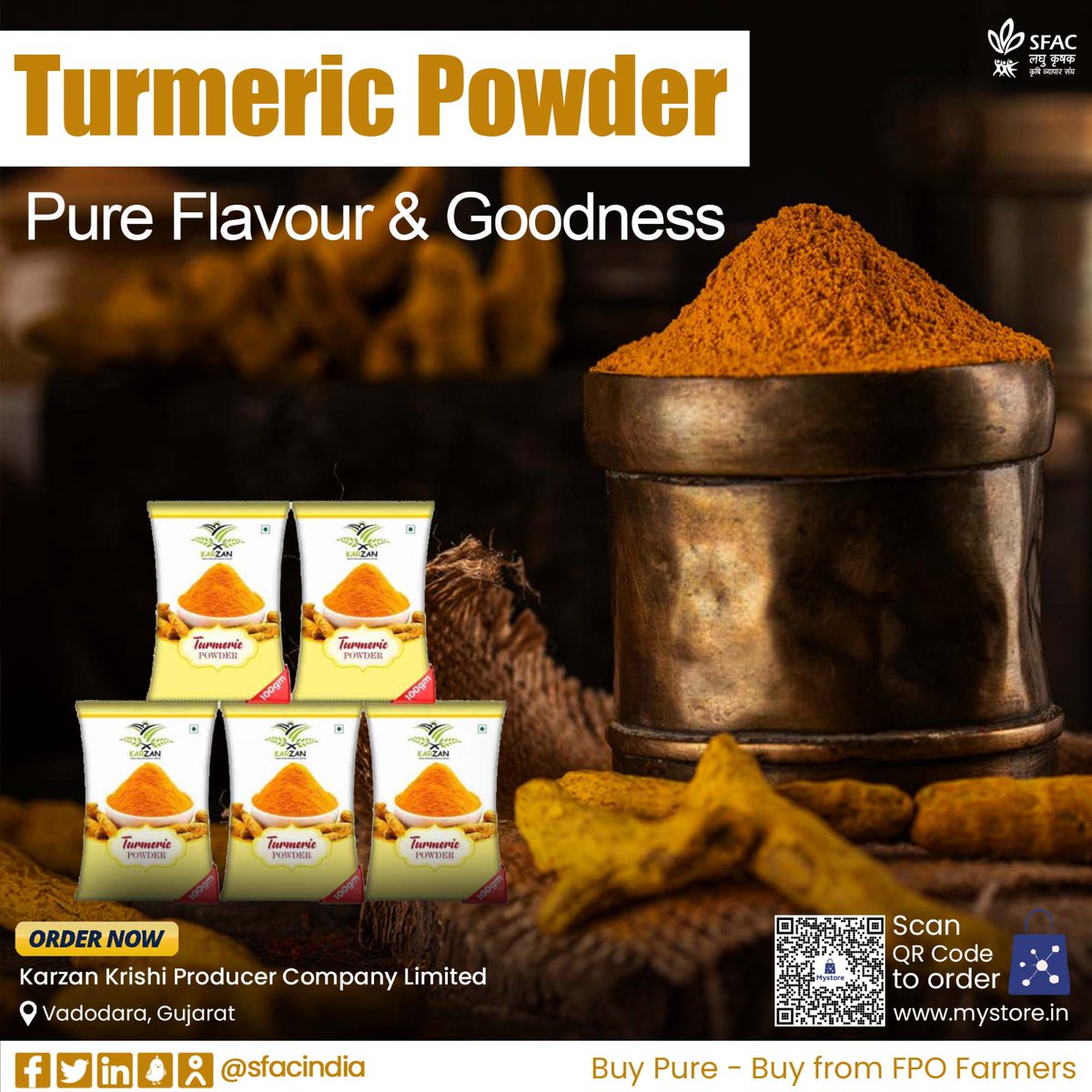 Experience the rich & vibrant flavour of pure turmeric powder, sourced from high-quality roots. No additives & color, only goodness of natural turmeric.

Buy straight from FPO farmers👇

mystore.in/en/product/tur…

😋

#VocalForLocal #healthychoices #healthyeating #healthyhabits