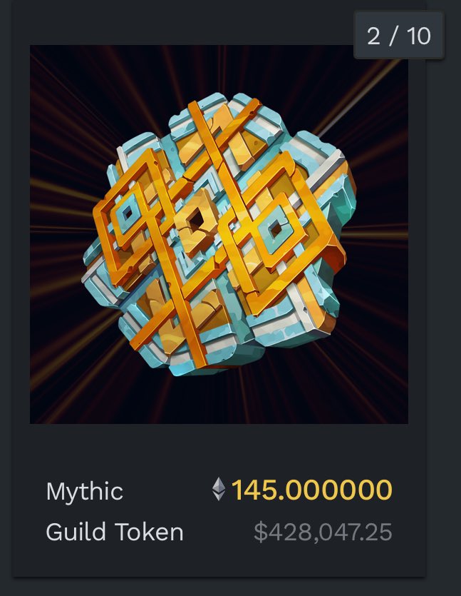 Did @GuildOfGuardian just sell a Legendary Guild token (only 50 exist and holds 40 members) for 11.889 ETH?

I wonder which esports team will buy the Mythic Guild Token? Only 10 will ever exist. And million dollar prizes on the line? #LFG DM if joining @KratosGuild Mythic Guild!