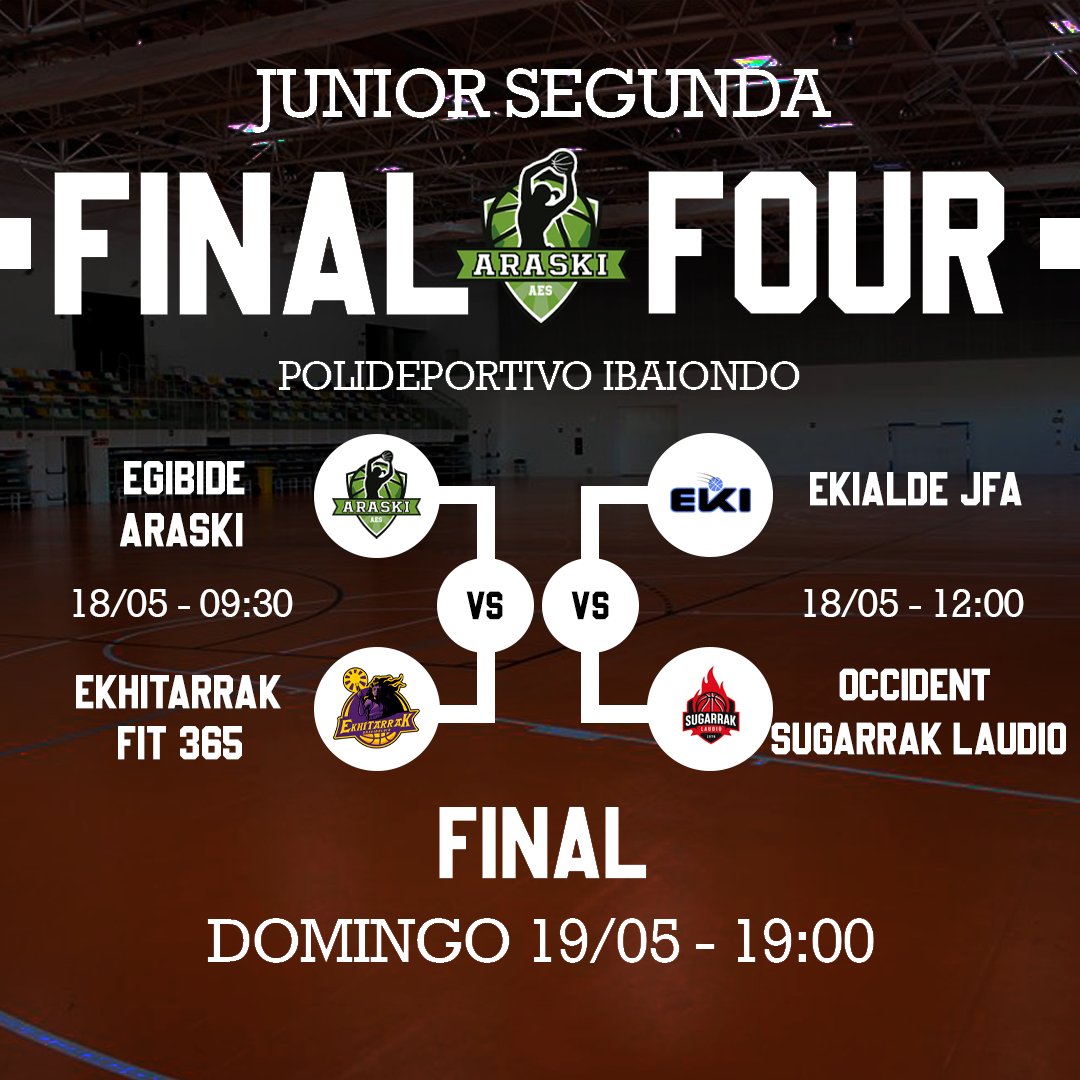 ¡Egibide Araski pelea este finde por el título de liga en Junior Segunda! 🏆

ꜱᴇᴍɪꜰɪɴᴀʟ

🆚 <a href="/ekhitarrak/">Ekhitarrak Kirol Kluba</a> 
📆 18/05
⌚️ 9:30
📍 Pol. Ibaiondo

¡Te esperamos en la grada! 🙌

#ConstruyendoSueños #AmetsakEraikitzen