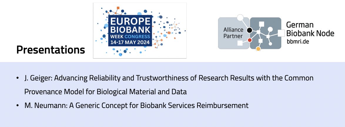 How can it be the last day of #EBW24 already? Time flies! Anyway, make sure not to miss the GBN/GBA presentations today - Jörg Geiger and Michael Neumann (both from the Interdisciplinary Biobank and Database Würzburg) will be taking the stage #biobanking #biobank