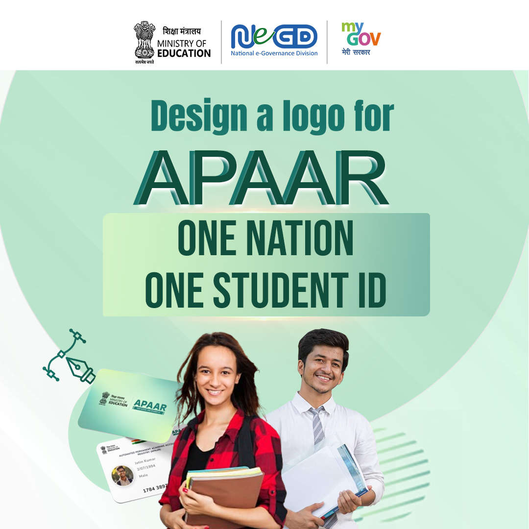 Be the designer behind APAAR’s logo! Submit your logo design for APAAR - 'One Nation, One Student ID' by May 31st and stand a chance to win big Visit: mygov.in/task/design-lo… #DesignContest #EducationForAll @EduMinOfIndia @NeGD_GoI