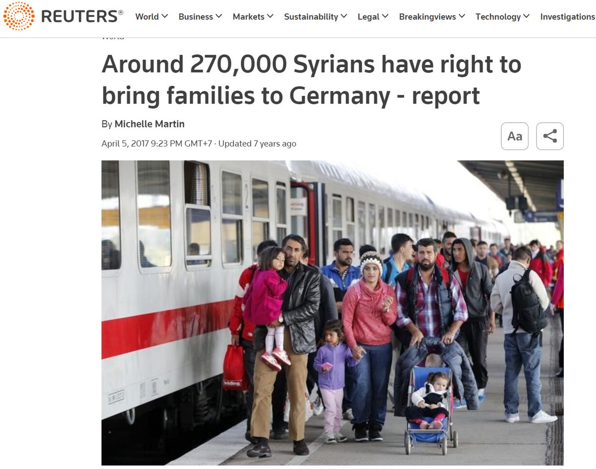 #BERLIN - Criminal migrants and their globalist enablers are attempting to flood Germany with millions of extended family members from the Middle East. This is pure evil, an overt attempt at ethnocide through ethnic replacement.

 'Around 270,000 Syrians in Germany have the right