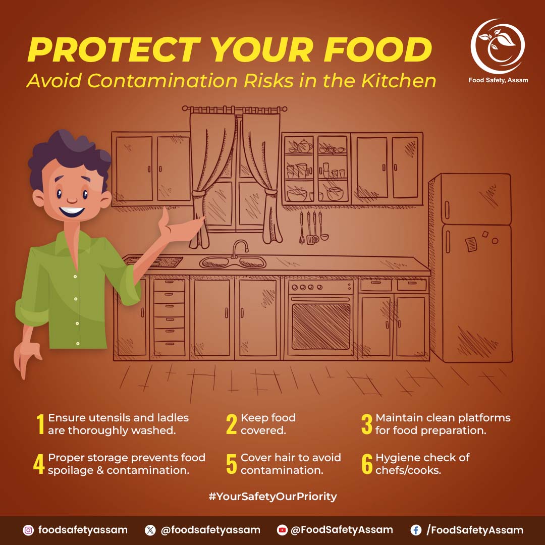 Keep your food safe and prevent them from contamination risks in the kitchen. 

Following these simple steps can make a big difference in keeping our meals safe and enjoyable.

#foodsafety #foodsafetyassam #foodcontamination #kitchenhacks #yoursaftyourpriority

@fssaiindia