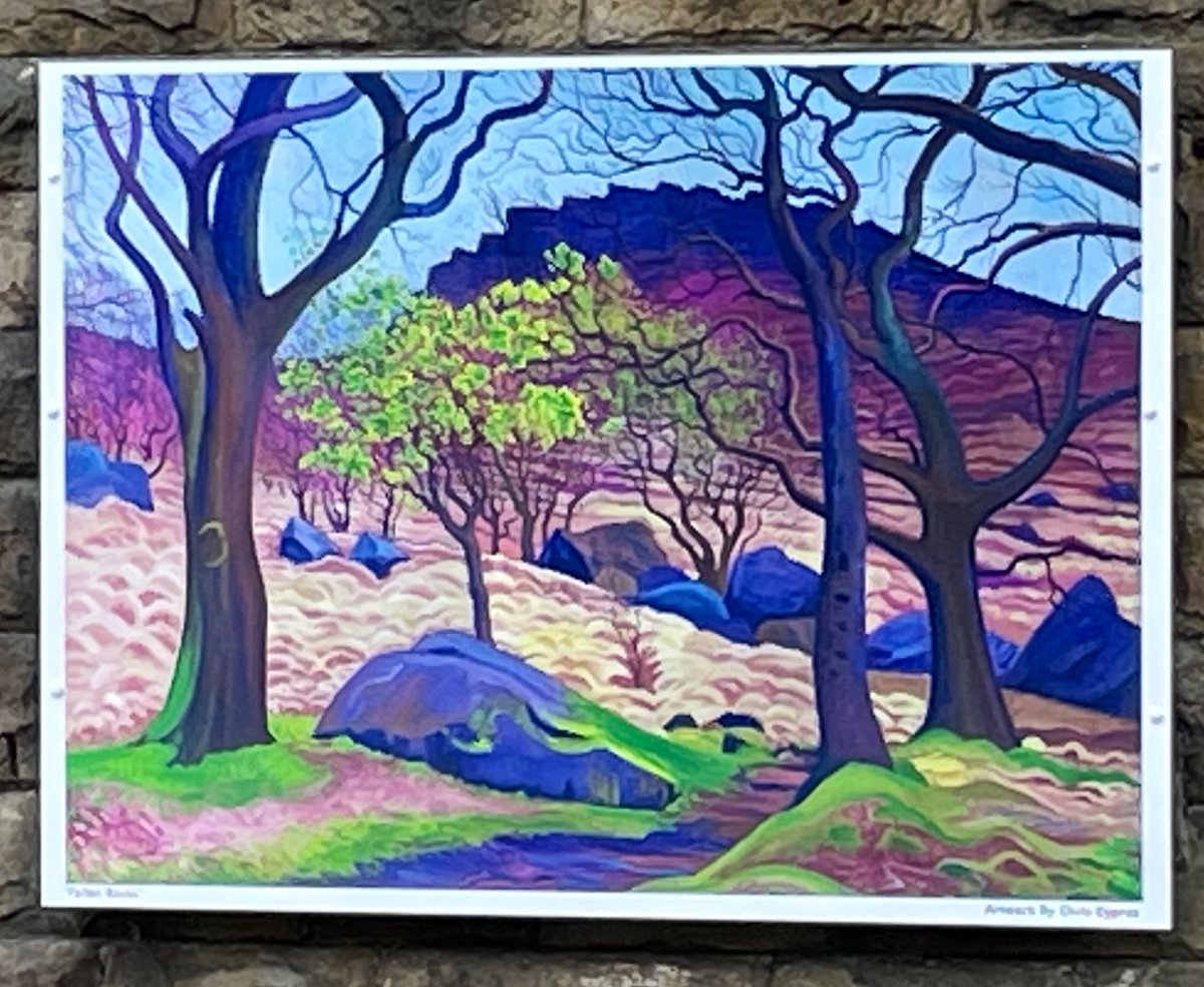 Good morning from Saddleworth. Good too see the distinctive works of the talented @ChrisCyprus showcased at Greenfield station