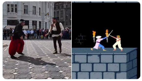 Oh boy, oh boy, I hadn't even realized how good that Prince of Persia reenactment that AUR pulled in Timișoara was. They went all the way! Here's the beginning and... 🧵1/