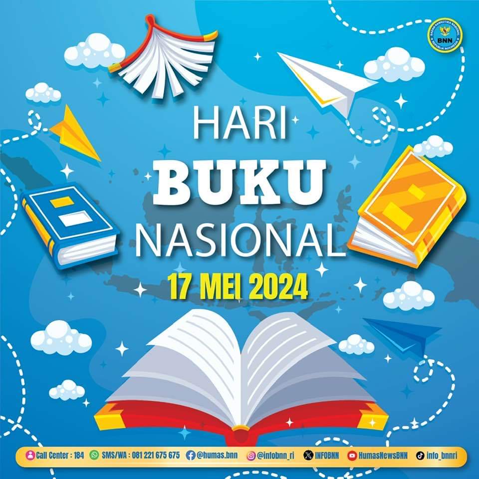BNN RI mengucapkan Selamat Hari Buku Nasional. Buku adalah jendela dunia. Mari jelajahi dunia tanpa batas dan tumbuhkan budaya membaca untuk membangun generasi yang cerdas.

#indonesiabersinar
#indonesiadrugfree
#haribukunasional

Biro Humas dan Protokol BNN RI