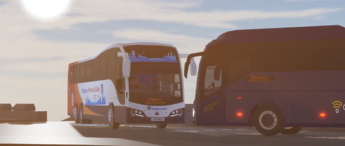 WesternBusesLTD's tweet photo. New update on our West Scotland, Ayr update showcasing X77 BUS and one of the newest members for Western Buses LTD, KSK 989 at a brand new location released yesterday by Ayr Beachfront! 

@StagecoachWScot

#ROBLOX #robloxbus #stagecoachwestscotland #game #RobloxDev #robloxdevs https://t.co/W9Ssm2X0EV