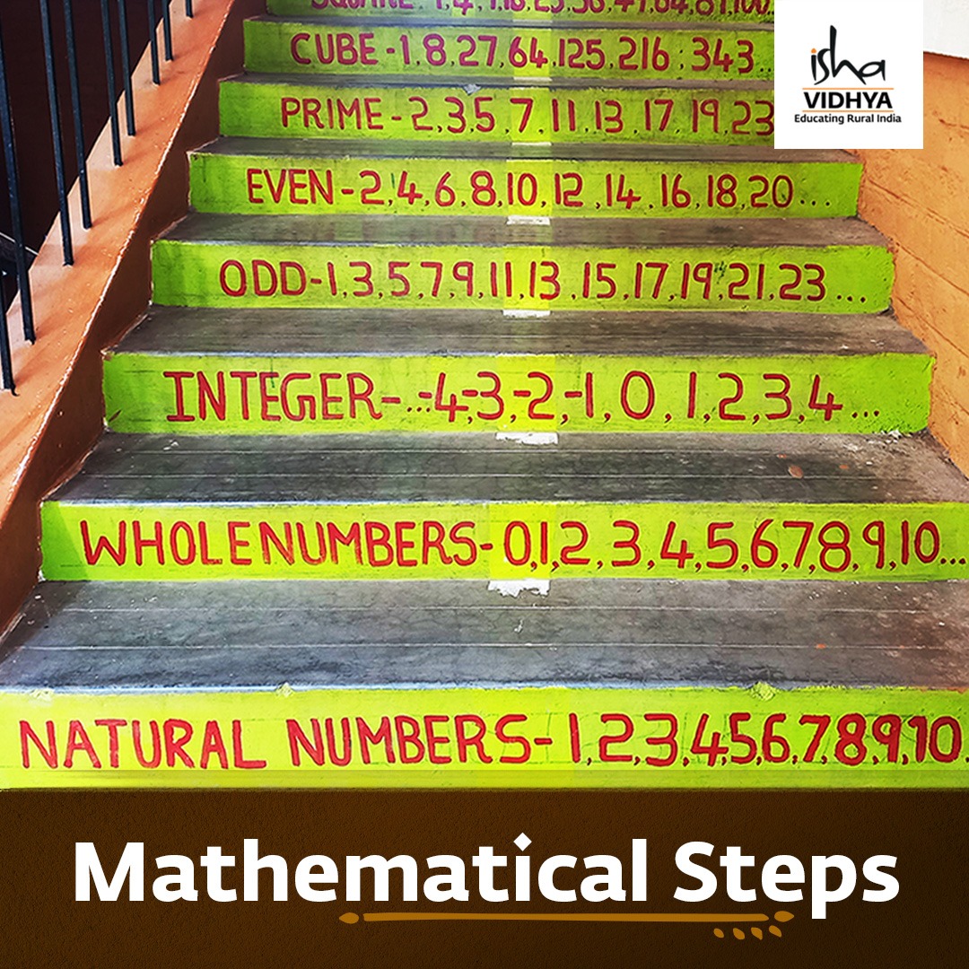 Students of Isha Vidhya Coimbatore can count on their school steps to revise their math concepts on the go. Revision is usually spontaneous and habitual as they scramble up or ascend light-heartedly with classmates.

#playwaylearning 
#mathematicalmethods
#ruraleducation