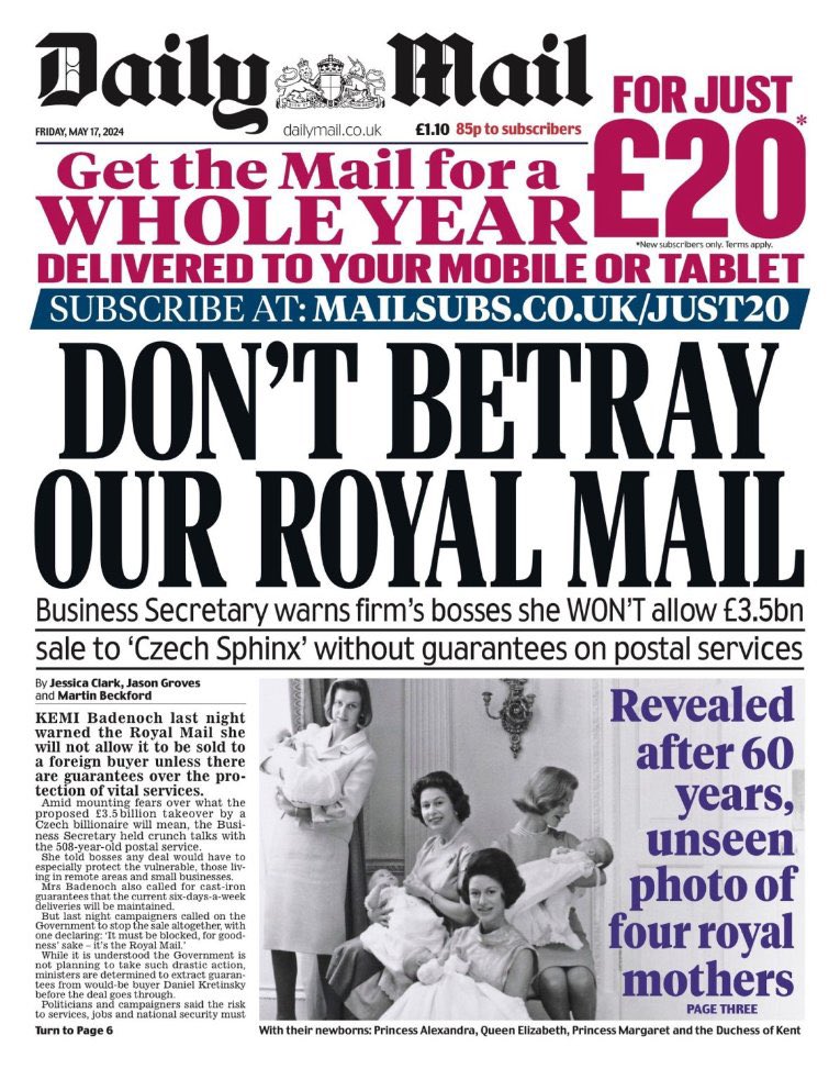 Look at the state of this from the Daily Mail this morning. They backed the privatisation of Royal Mail. They’ve attacked postal workers during every dispute we’ve had. They have vilified the union. You betrayed the UK’s posties - and we won’t forget it.