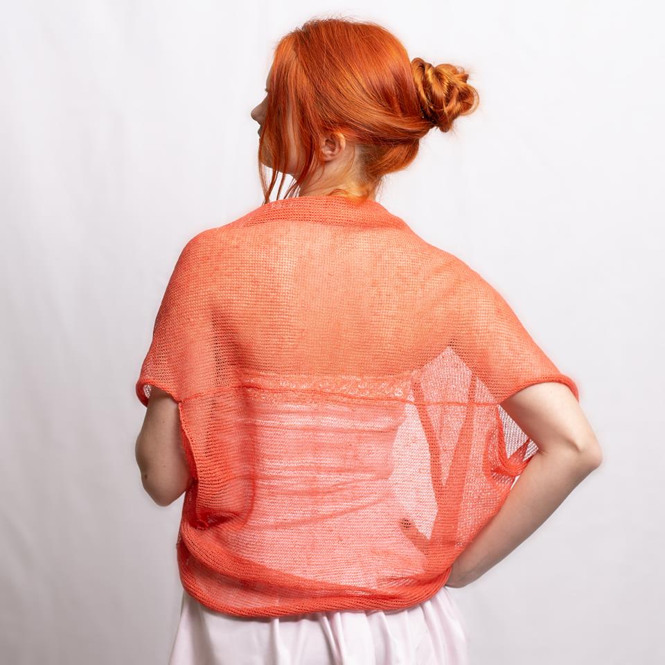 #Coral #Linen #Bolero #Knit #Jacket #Coverup #Wedding #Cardigan #handmade #NaturalLinen #supersoftknits etsy.me/37QO3nS