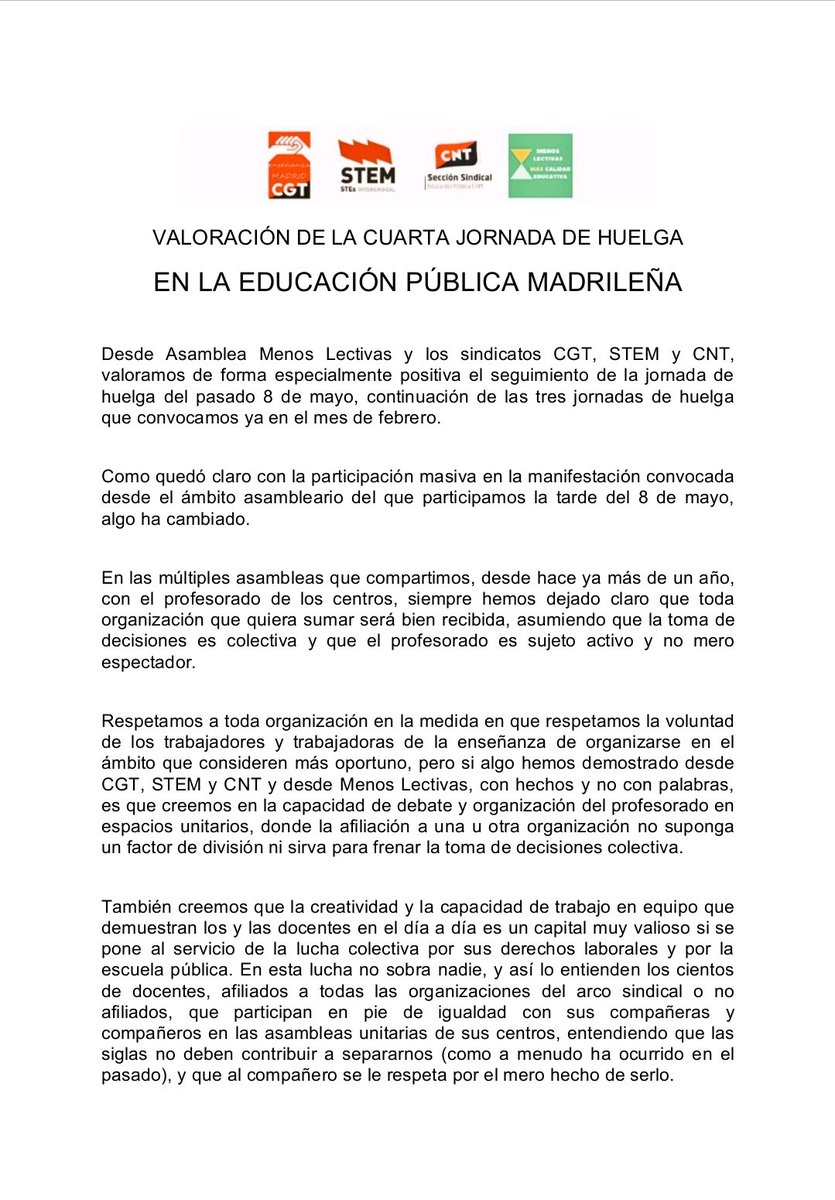 stemstes's tweet image. ✊🏼EL 21 DE MAYO, VOLVEREMOS A DAR EJEMPLO💥

La apuesta de STEM: la lucha unitaria del profesorado por el profesorado.

📌 Nos encontramos en la Cuesta de Moyano.

#VoyALaHuelga