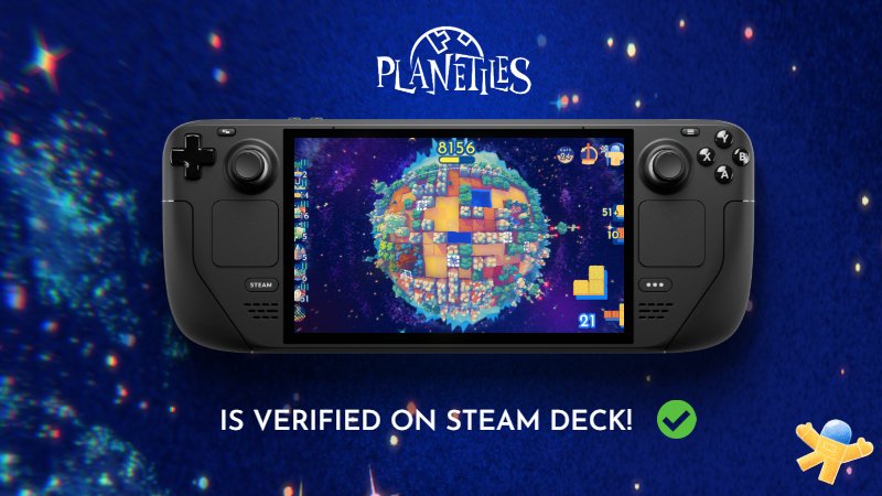 We're excited to be #SteamDeck verified! ✅ @OnDeck 💻 Native #linux build 🚀 Stable 60fps ⚡ Low TDP & long battery life Get Planetiles on Steam 👇 store.steampowered.com/app/2447030/Pl…