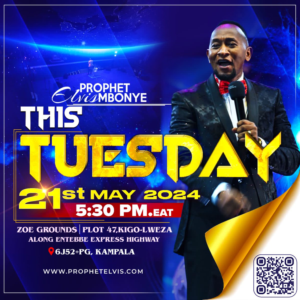 Prophet Elvis Mbonye this Tuesday May 21, 2024 5:30 pm at Plot 47 Kigo Lweza, Kampala Uganda.
📌bit.ly/zoegrounds
#ProphetElvisMbonye