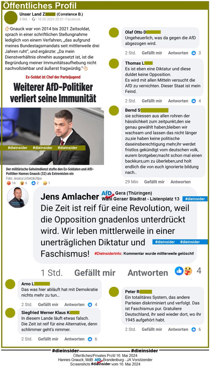 Jeden Tag machen sie deutlich, wie sie unsere Demokratie verachten und ein „anderes“ Deutschland wollen! In #Gera kann man sogar demokratisch @AmlacherJens wählen, der zur „Revolution“ aufruft und von 'Diktatur und Faschismus' redet! #LautGegenRechts @OTZ_GERA #DieInsider