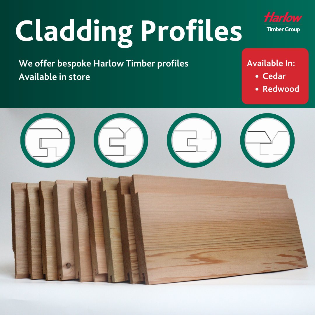 Did you know Harlow Timber Kidderminster can offer a variety of Cladding profiles in Redwood and Cedar?
So if you are looking for something a little bit different call us today on 01562 512865.