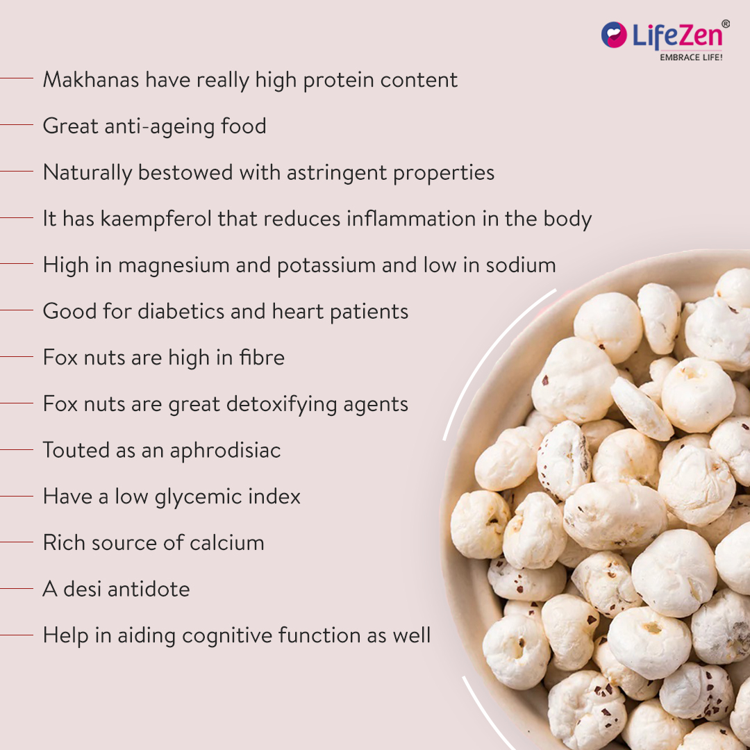 Just don't make it a fasting feast; make it regular to get all the nutritional benefits it has.
.
.
.
#Lifezen #LifezenHealthcare #FoxNuts #Makhana #HighProtein #AntiAging #CalciumRich #Nutrition #MindfulEating #HealthTips