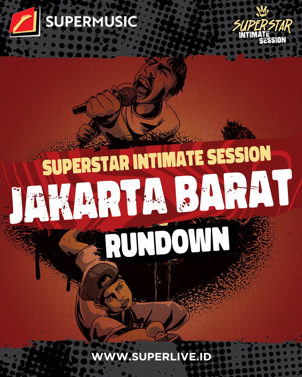 Jakarta Barat udah siap dibikin seru sama Superstar Intimate Session? Gasss cek dulu nih rundown buat hari ini!

#INIRASANYASUPER
#SUPERLIVE
#SUPERMUSIC
#SUPERSTARINTIMATESESSION