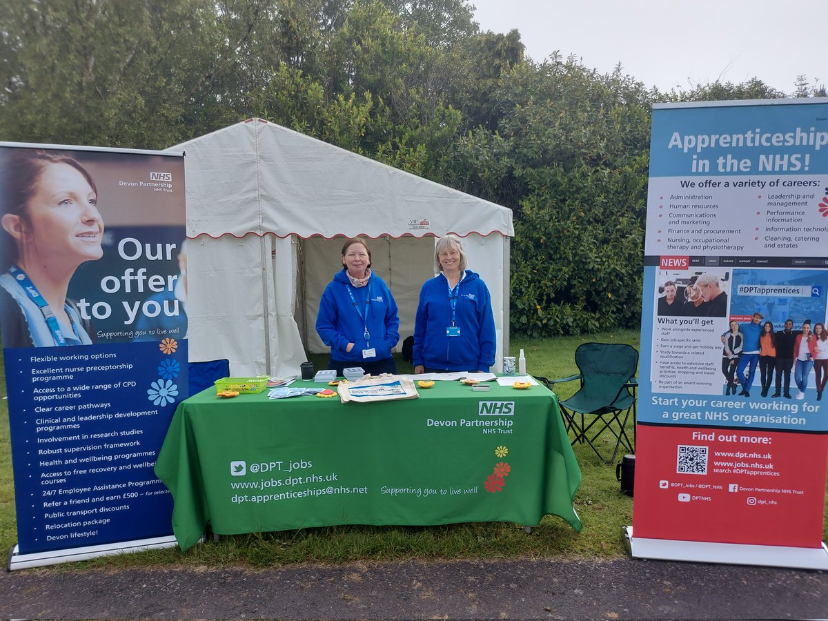 Come and say hello to Sarah, Belinda, and Sally @DPT_NHS Stand 360 L @DevonCountyShow. @DPT_Jobs #greatplacetolive #greatplacetowork