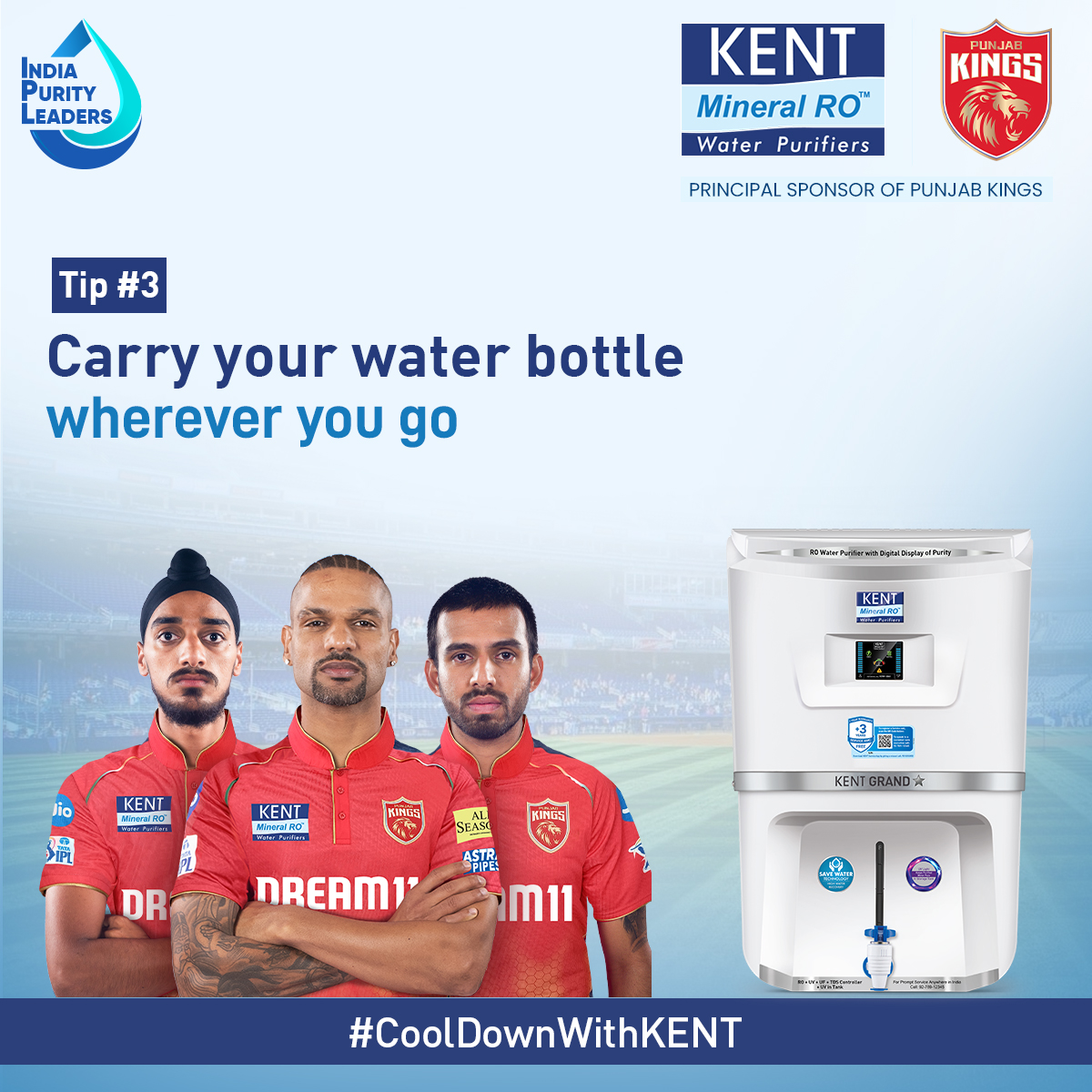 #CoolDownWithKENT​
​
Carry a water bottle or a sipper wherever you go. This simple habit keeps you hydrated all day long.​
​
#KENTRO #SabseShudhPaani #SummerTips #BeatTheHeat #WaterFilter #PureWater #WaterPurifier #MineralWater #SaddaSquad #PunjabKings #KENTROSystems