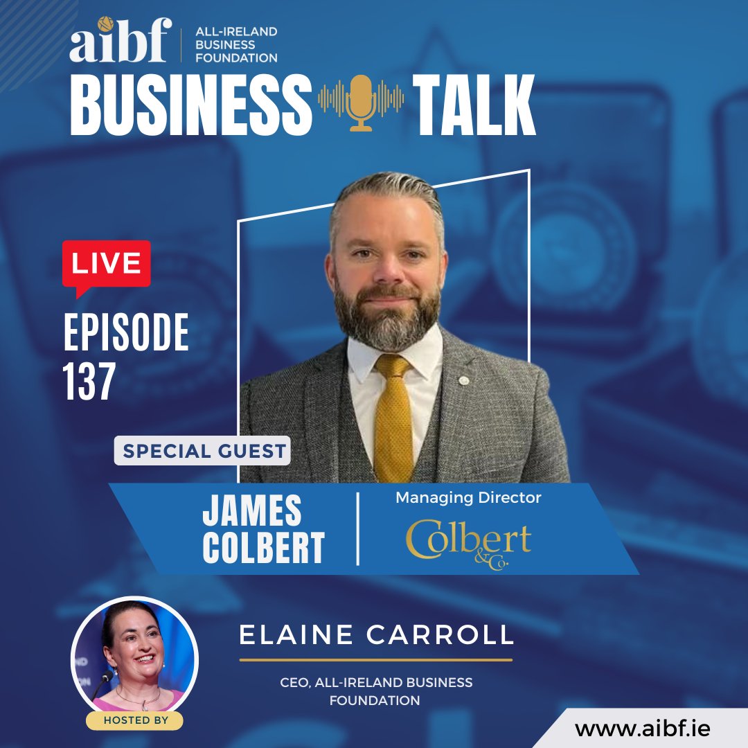 Unconventional Pathways: James Colbert's Journey to Real Estate Success On this week’s AIBF Business Talk, Elaine Carroll, AIBF CEO, chats to James Colbert, Director of Colbert & Co Estate Agents, a prominent property firm in East Cork. 🎧Tune in: aibf.ie/times/episode-…