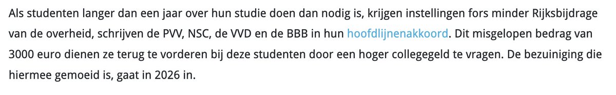 Ik ben een student zonder vertraging en met mooie cijfers. Toch moest ik één jaar stoppen met studeren na het overlijden van m'n moeder.

Fijn om te weten dat je onder het nieuwe kabinet een boete krijgt in zulke gevallen.

Boete voor studenten = studeren voor de rijken.