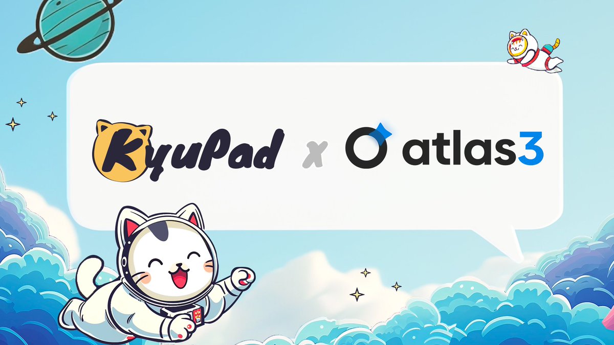 😼New Partnership Alert: Kyupad x atlas3😼 Kyu is thrilled to announce our partnership with @BlocksmithLabs As a tribute to @BlocksmithLabs' contribution to the Solana Ecosystem, we now offer atlas3 users additional perks in joining our IDOs. Atlas3 users, don't miss your