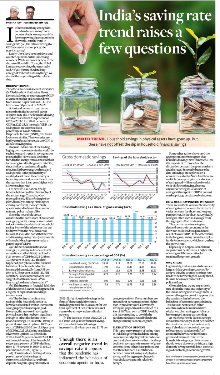 The article titled “India's saving rate trend raises a few questions” authored by Prof. Partha Ray (Director, NIBM) and Prof. Parthapratim Pal (IIMC) has been published in The Hindu BusinessLine. Read More:loom.ly/Uh2MyX8