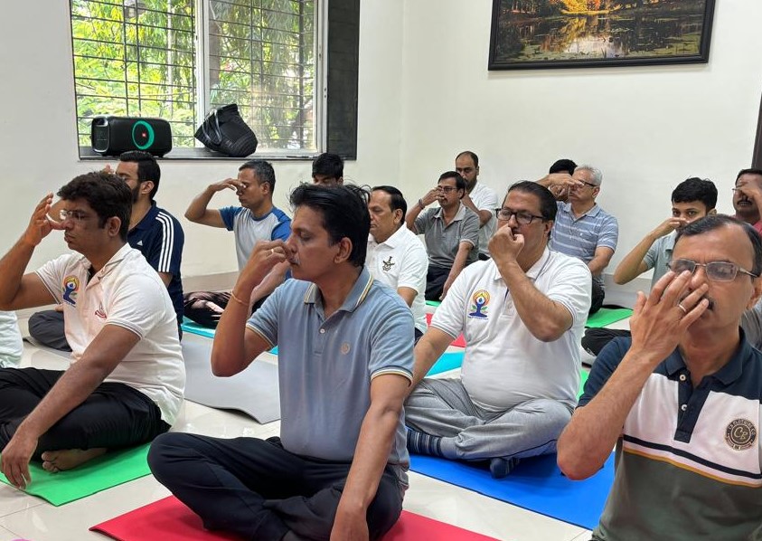 As a part of one month countdown to International Day of Yoga as per the Common Yoga Protocol, Yoga session was organized today morning at the headquarters office of the Pr. CCIT, Pune.