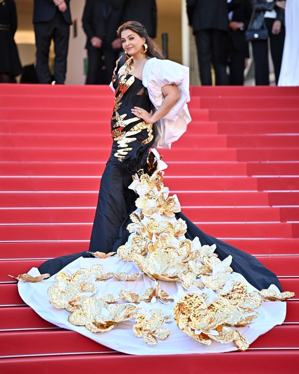 Aishwarya Rai at Cannes wearing Aradhya’s school art project - finished in a hurry!