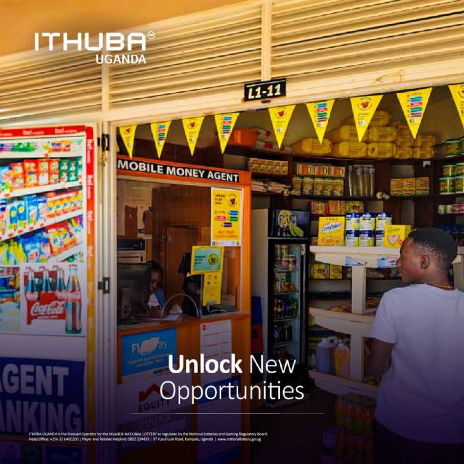 At Ithuba Uganda you can diversify your business offerings and attract more customers at work Partner with #ITHUBAUganda as an agent and sell Uganda National Lottery tickets. Call 0800 334 433 to become an agent.