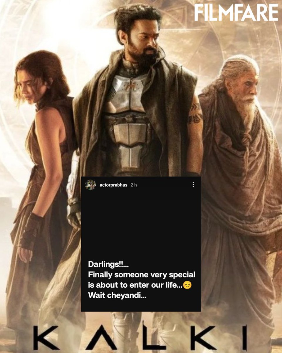 Any guess on what #Prabhas is hinting at? Reports suggest it's related to #Kalki2898AD starring #AmitabhBachchan, #DeepikaPadukone and #Prabhas.