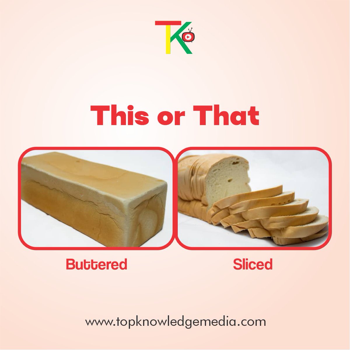 Choose One👇

Buttered or Sliced?
#ButteredOrSliced #FoodDebate #TastyChoices #FoodieLife #YumYum#DeliciousDilemma #FoodieCommunity #FoodieQuestion #TasteTest #FoodieDiscussion
