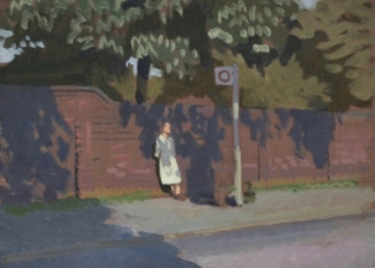 'Request Stop, Hampstead.' (c1950) Stephen Bone created a world that, without being cloyingly nostalgic, is full of charm, understated sophistication, and delicate fancy. His reassuring style went out of fashion for some years but is again gaining popularity.
