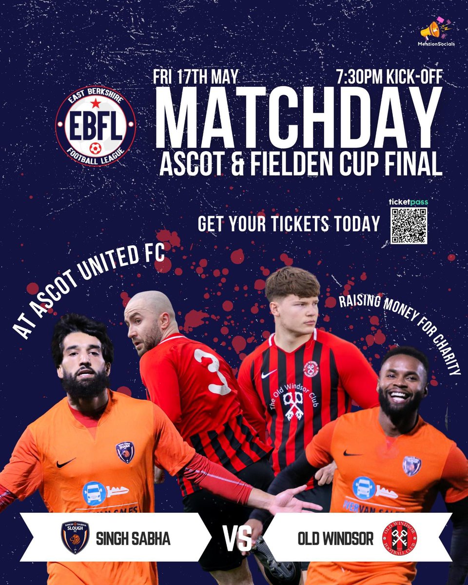 ⚽️🏆😃 CUP FINAL DAY IS HERE 😃🏆⚽️ 2024 Ascot & Fielden District Cup Final @SabhaFc 🆚 @OldWindsorFC 7.30pm KO at @AscotUnitedFC ➡️ tktp.as/EHCIUZ ⬅️ Get your tickets now, or purchase with 💰 or 💳 at the turnstiles (open at 6.30pm) See you all tonight!