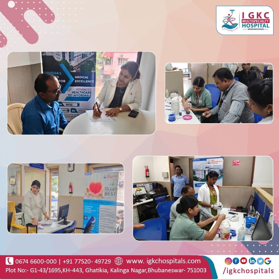 Prioritizing health at DCB Bank with a comprehensive checkup from our team!
.
.
#HealthFirst #EmployeeWellness #DCBBank #bloodpressure #heartbeat #healthcare #healthcheckup #healthtips #HealthCheckup #igkchospitals #igkc #multispecialtyhospital #Bhubaneswar #Odisha #stayhealthy