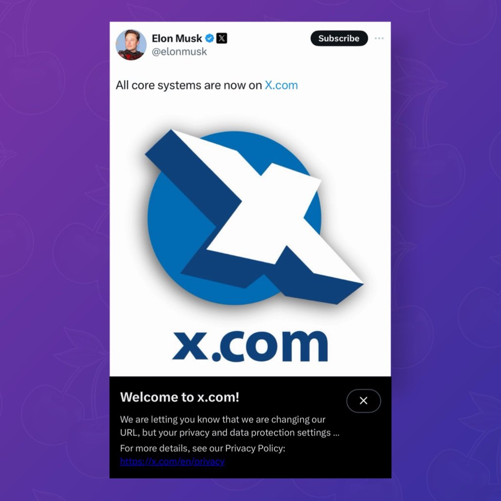 The Twitter domain has officially retired after 17 years — transitioning all URLs to the ‘X’ domain. 

Users are redirected to X if they use the outdated Twitter domain.