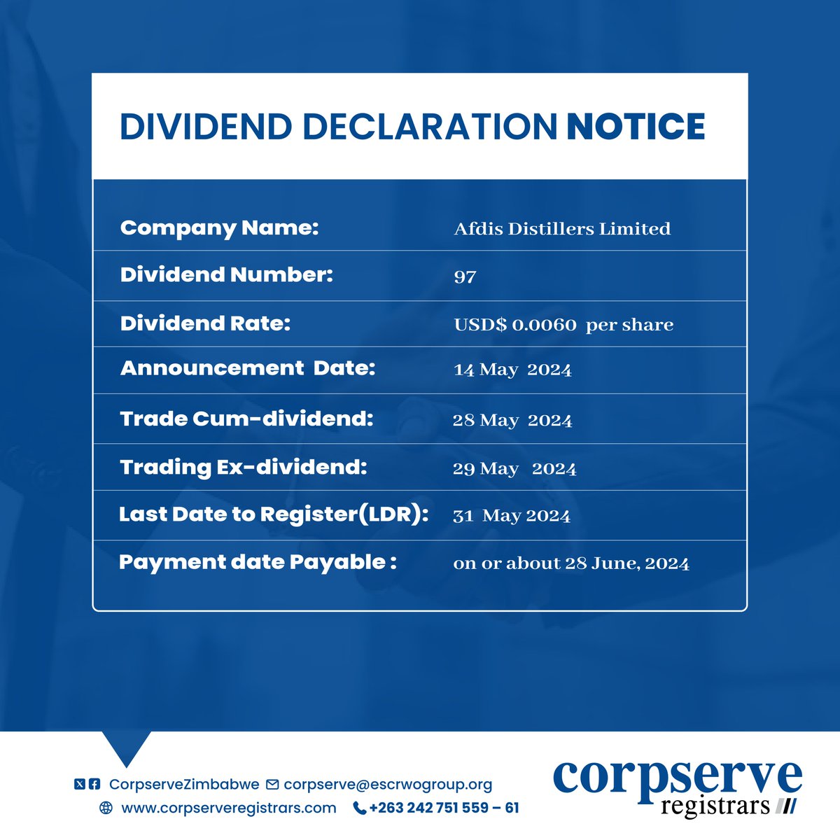 Afdis Distillers Limited shareholders please take note!