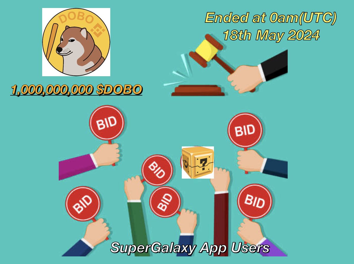 < 'SuperGalaxy' Special Round #9 > 🎁1,000,000,000 $DOBO 🥇1 person who bet 'Most App Points' by 18th May 00:00 UTC+0 📌Rules - Starting bid is 0 - You can increase your bid by 100 (Example : 100 -> 200 -> 300 -> •••) - RT & FOLLOW ✍️Let's go bid for the reward
