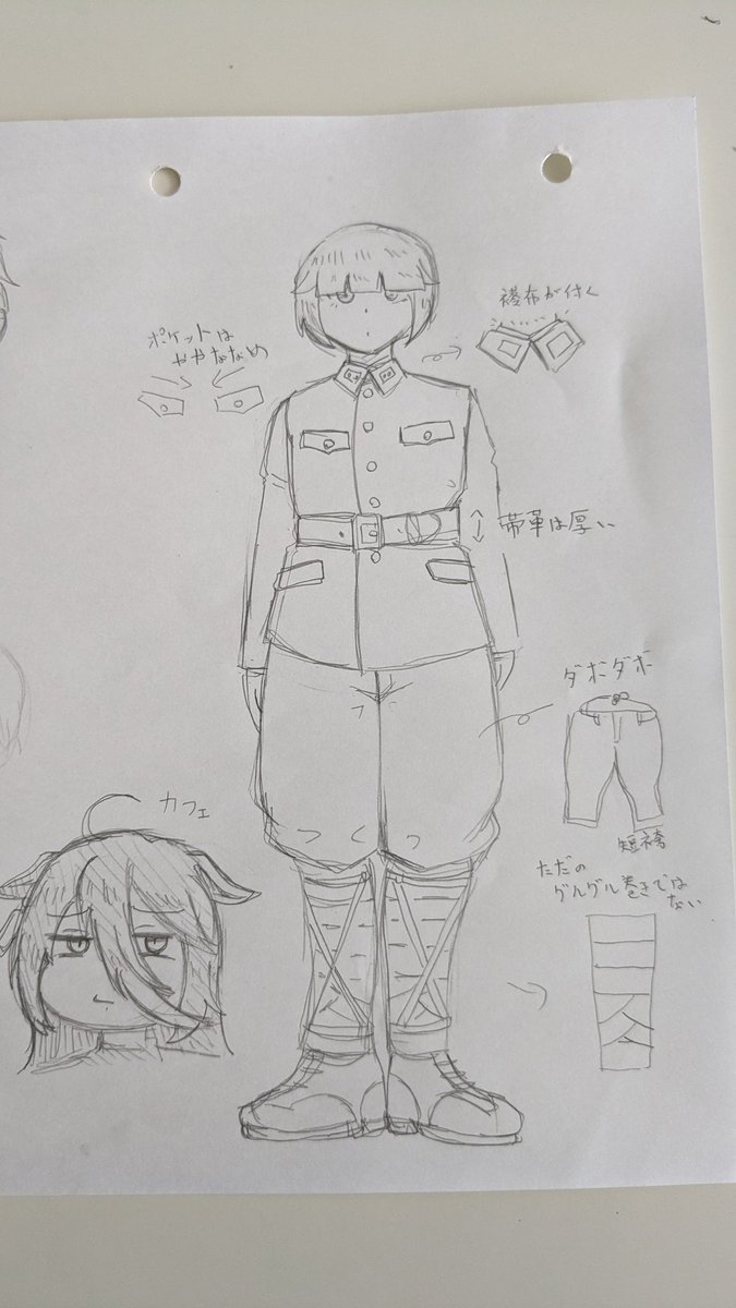 日本陸軍の軍服描く時の注意点、大体こんな感じ。