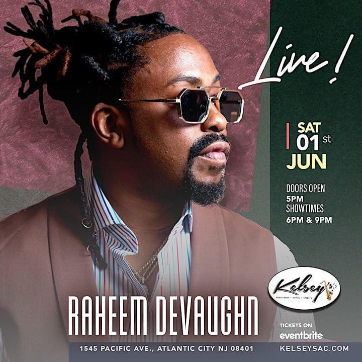 #ATLANTICCITY June 1st <a href="/Raheem_DeVaughn/">LOVE KING OF SOUL & RNB</a> live ACOUSTIC show

Come enjoy his acoustic unplugged live hits , witness his art of story telling &amp; enjoy his new Top 10 single 
“Let’s Fall In Love” live <a href="/kelseysac/">Kelsey's</a> 

eventbrite.com/e/raheem-devau…