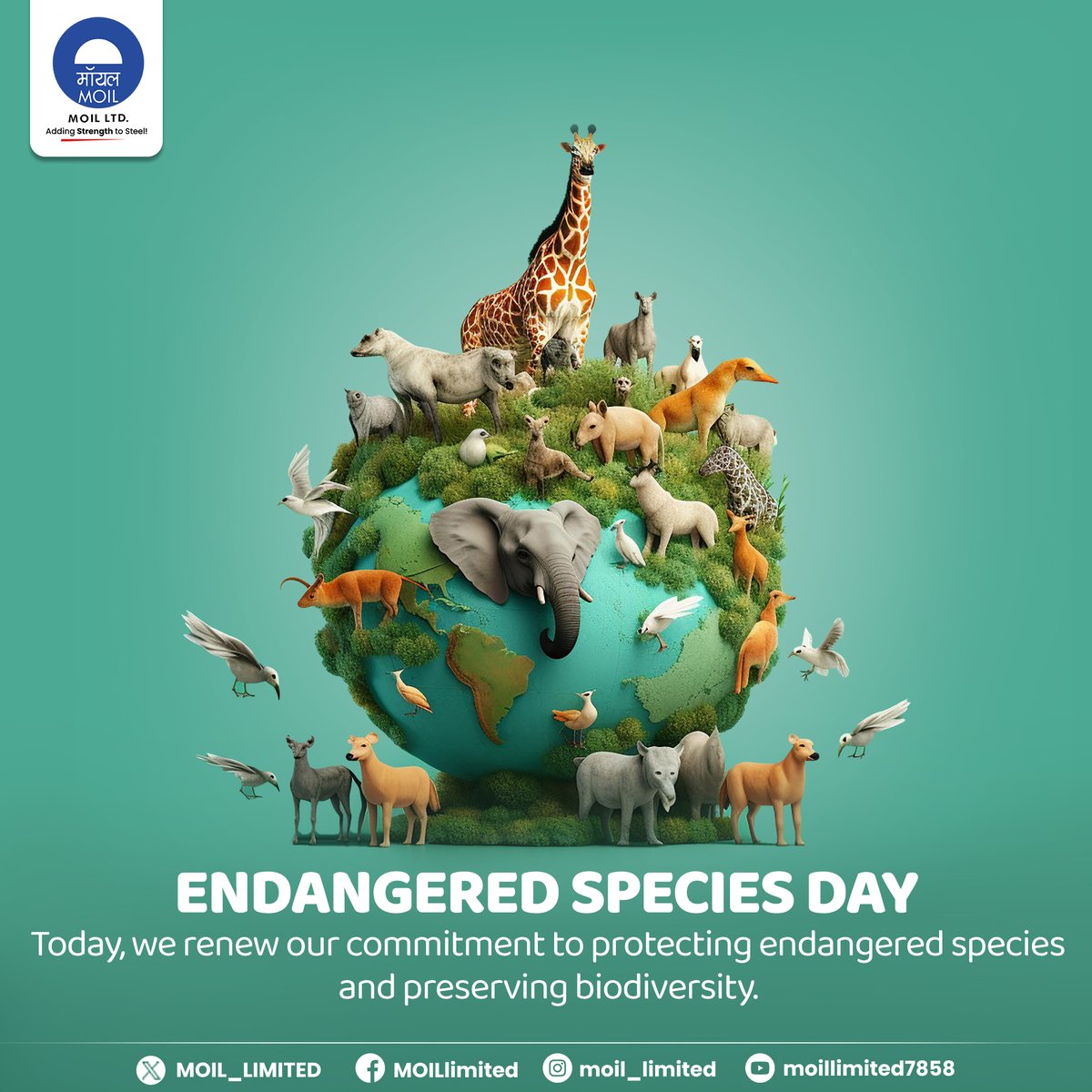 Our planet's diversity is its strength. On Endangered Species Day, we commit to safeguarding the future of every living treasure. #EndangeredSpeciesDay #MOIL #HarEkKaamDeshKeNaam