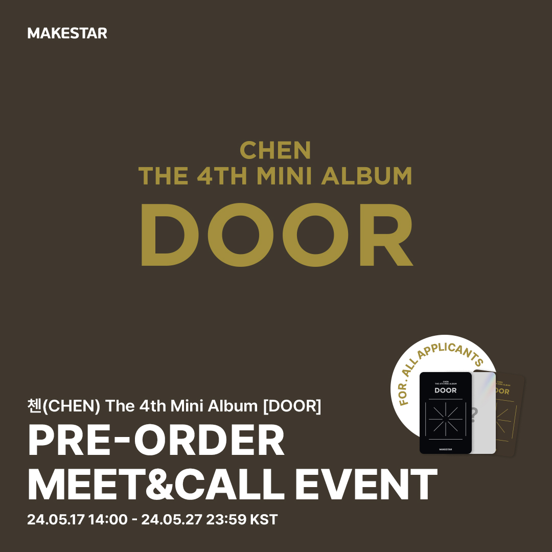 Makestarcorp's tweet photo. #첸(#CHEN) The 4th Mini Album [DOOR] PRE-ORDER MEET&amp;CALL EVENT OPEN❗

🏁대면 팬사인회 응모자 포토카드 *라이더 ver.
💐영상통화 이벤트 응모자 포토카드 *꽃다발 ver.
🎁한 주문 건에서 앨범 3매 구매 시 미공개 홀로그램 포토카드 추가 증정

📆~05.27 23:59 (KST)
📎https://t.co/13nDx374UL https://t.co/nCkh6TihQp
