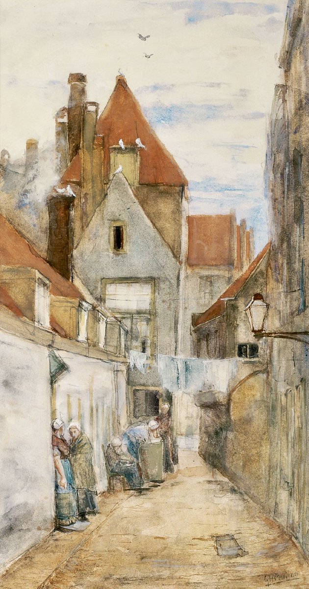 George Hendrik Breitner (1857-1923) - Straatje in Rotterdam aquarel op papier