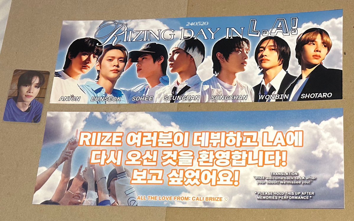 This is a banner for LA fancon.

If members read this and hold it up, NO one can say they were “tricked” or the words were “tiny like beans.”

All 7 members faces are fully visible with names in large font. It’s a clear message of support that no one can deny.