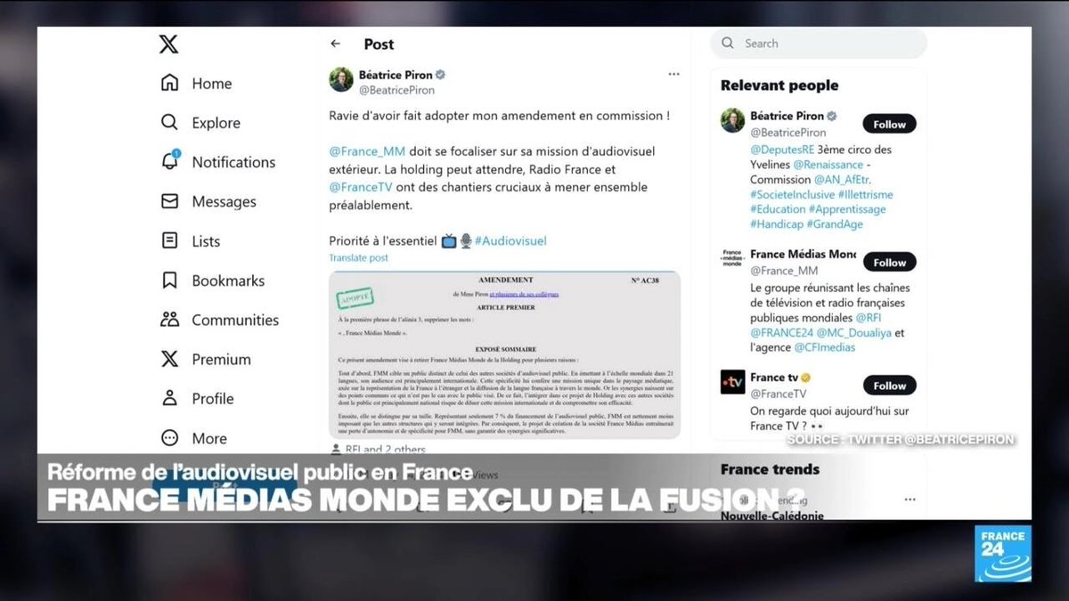 'France Médias Monde a une mission unique à l'international', selon la députée Béatrice Piron f24.my/AKw7.x