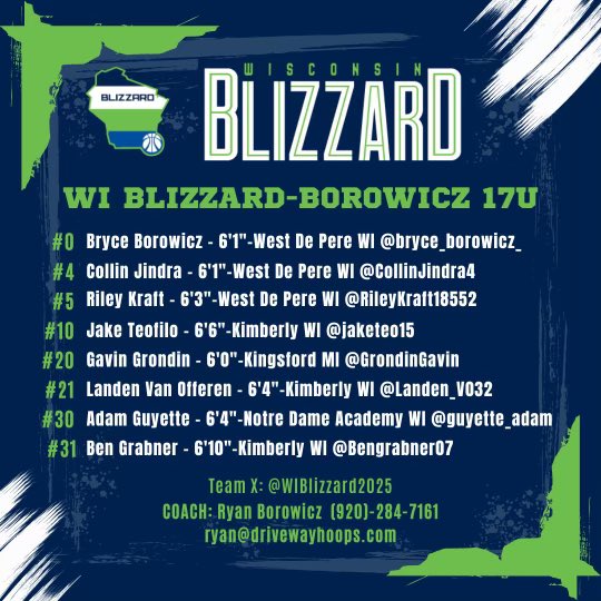 WI Blizzard (Borowicz) 2025 (@wiblizzard2025) on Twitter photo Schedule for <a href="/ny2lasports/">NY2LA SPORTS</a> #nexevelinvitational. Solid D2/3 prospects on our team.
<a href="/SNCMensBB/">SNC Men's Basketball</a> <a href="/Pio_CarrollMBB/">Carroll U Basketball</a> <a href="/UWLEagleMBB/">UW-La Crosse Men’s Basketball</a> <a href="/UWECMBB/">UW-Eau Claire Men's Basketball</a> @ECEagles_BBall <a href="/UWPMBB/">Parkside Men's Basketball</a> <a href="/mtumbb/">Michigan Tech MBB</a> <a href="/NMUMensBBALL/">Northern Michigan Men's Basketball</a> <a href="/LakeStateMBB/">LSSU Men's Basketball</a> <a href="/UWRFMensbball/">UWRF Mens Basketball</a> @UWSMBB <a href="/UWOMBB/">UW-Oshkosh Men's Basketball</a> <a href="/PointersMBB/">UW-Stevens Point Men’s Basketball🏀</a> <a href="/UWPlattMBB/">UW-Platteville Men’s Basketball</a> <a href="/CUWMBB/">CUW Men's Basketball</a> <a href="/ViterboBball/">Viterbo Basketball</a> Schedule for <a href="/ny2lasports/">NY2LA SPORTS</a> #nexevelinvitational. Solid D2/3 prospects on our team.
<a href="/SNCMensBB/">SNC Men's Basketball</a> <a href="/Pio_CarrollMBB/">Carroll U Basketball</a> <a href="/UWLEagleMBB/">UW-La Crosse Men’s Basketball</a> <a href="/UWECMBB/">UW-Eau Claire Men's Basketball</a> @ECEagles_BBall <a href="/UWPMBB/">Parkside Men's Basketball</a> <a href="/mtumbb/">Michigan Tech MBB</a> <a href="/NMUMensBBALL/">Northern Michigan Men's Basketball</a> <a href="/LakeStateMBB/">LSSU Men's Basketball</a> <a href="/UWRFMensbball/">UWRF Mens Basketball</a> @UWSMBB <a href="/UWOMBB/">UW-Oshkosh Men's Basketball</a> <a href="/PointersMBB/">UW-Stevens Point Men’s Basketball🏀</a> <a href="/UWPlattMBB/">UW-Platteville Men’s Basketball</a> <a href="/CUWMBB/">CUW Men's Basketball</a> <a href="/ViterboBball/">Viterbo Basketball</a>