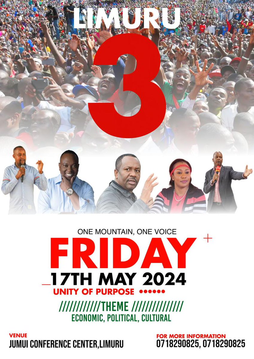 Limuru III aims to create a strong coalition of over 10 parties from Mt. Kenya. This event could reshape the political landscape
 #TwendeLimuru3 
Facing Mt Kenya
