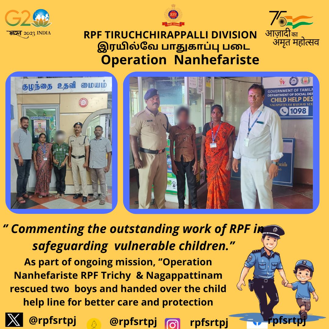 #OperationNanhefariste   @DRMTPJ @GMSRailway  @rpfsrly  @RPF_INDIA @PoliceTamilnadu @grpchennai  @TrichyCityPolic @ngtpolice