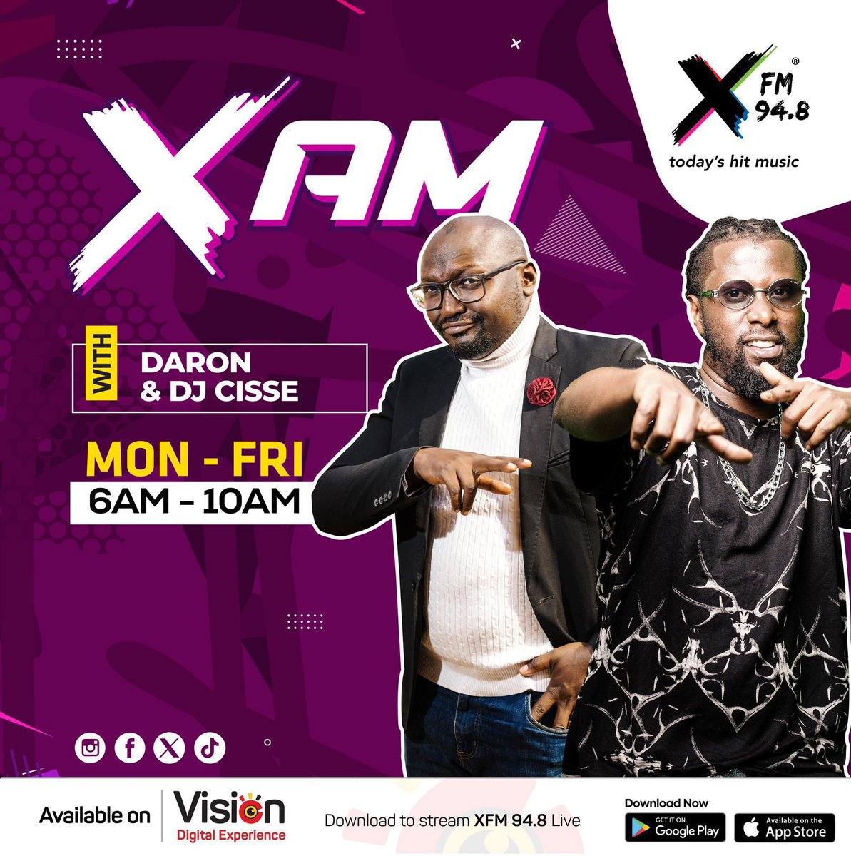 #OnAirNow! 
Kickstart your Friday with Daron, Lynette & DJ Cisse on XAM’s #FireFridays! News, sizzling topics & #TodaysHitMusic to get you moving till 10am! 

Let’s ignite the day together!